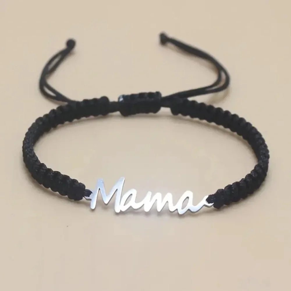 NEW| Mama Stainless Steel Braided Adjustable Charm Rope Design Bracelet - Picture 2 of 2